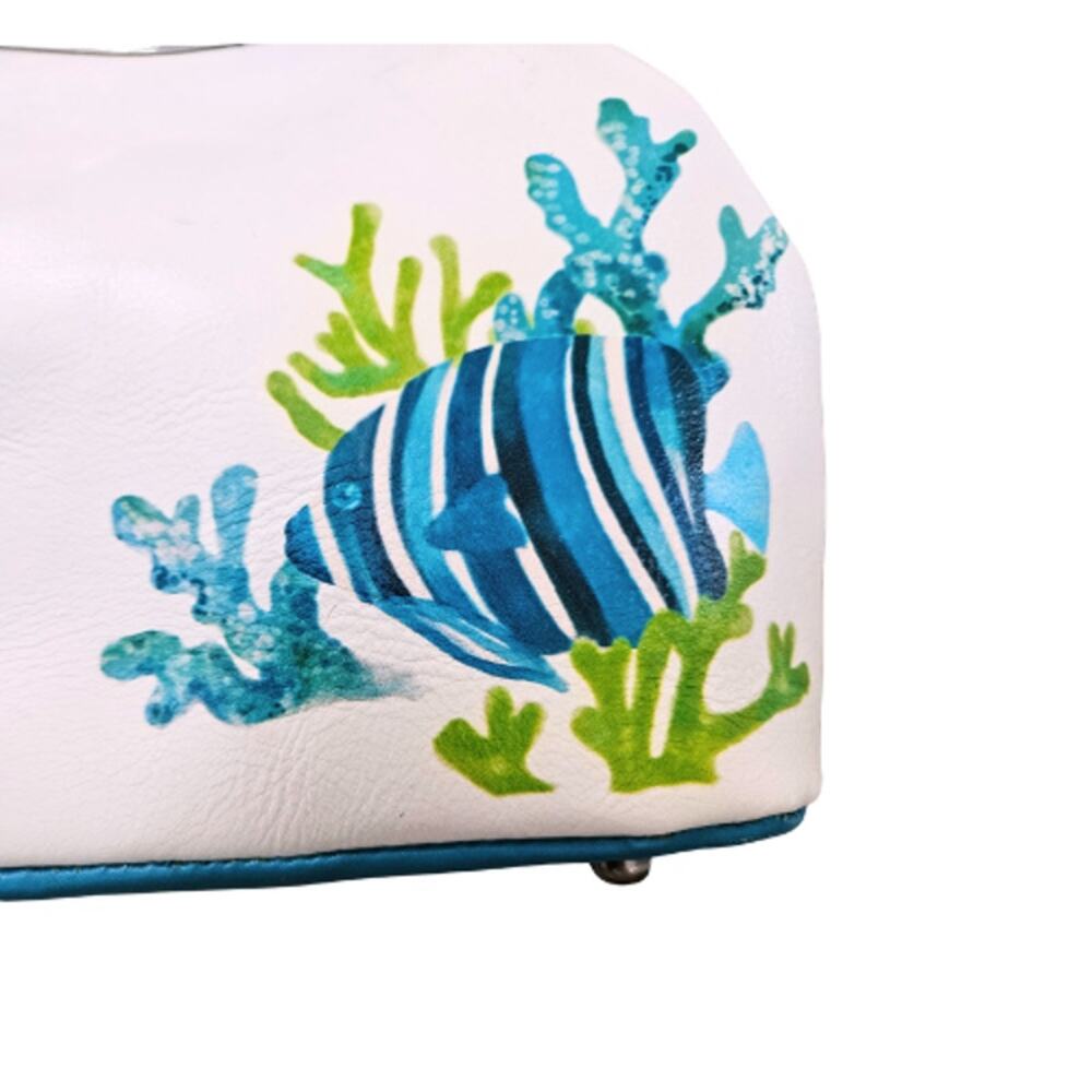 Patricia Nash Laureana Frame Ssatchel with coin wallet & Scarf Blue Striped Fish - Picture 3 of 10